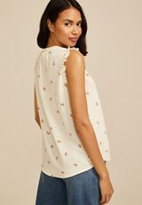 Floral Notched Neck Ruffle Tank Top, C4563, small
