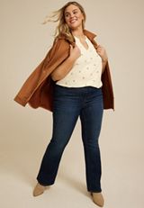 Plus Size Floral Notched Neck Ruffle Tank Top, C4563, small