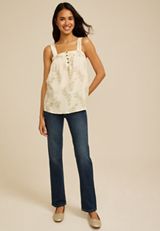 Floral Square Neck Tank Top, C1524, small