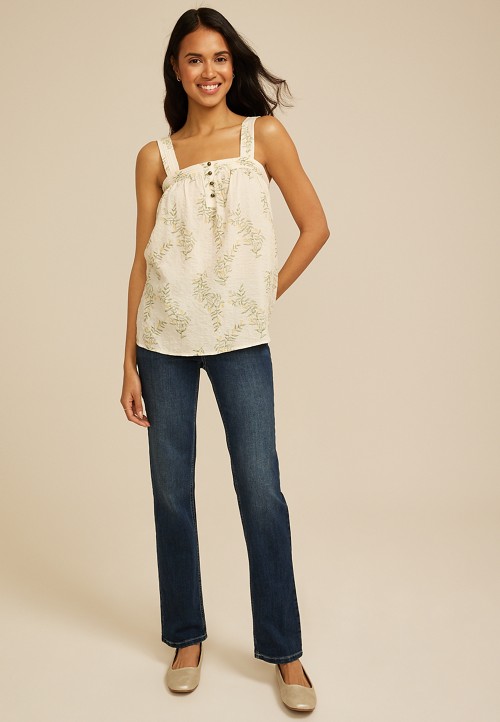 Floral Square Neck Tank Top | maurices