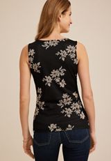 Textured Floral Boat Neck Tank Top, C1756, small