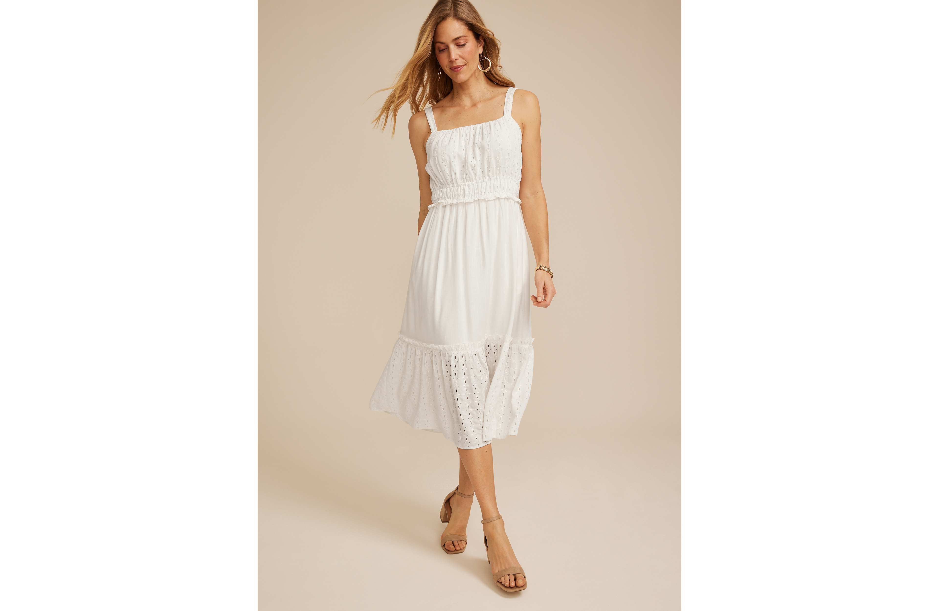 Bare Eyelet Midi Dress