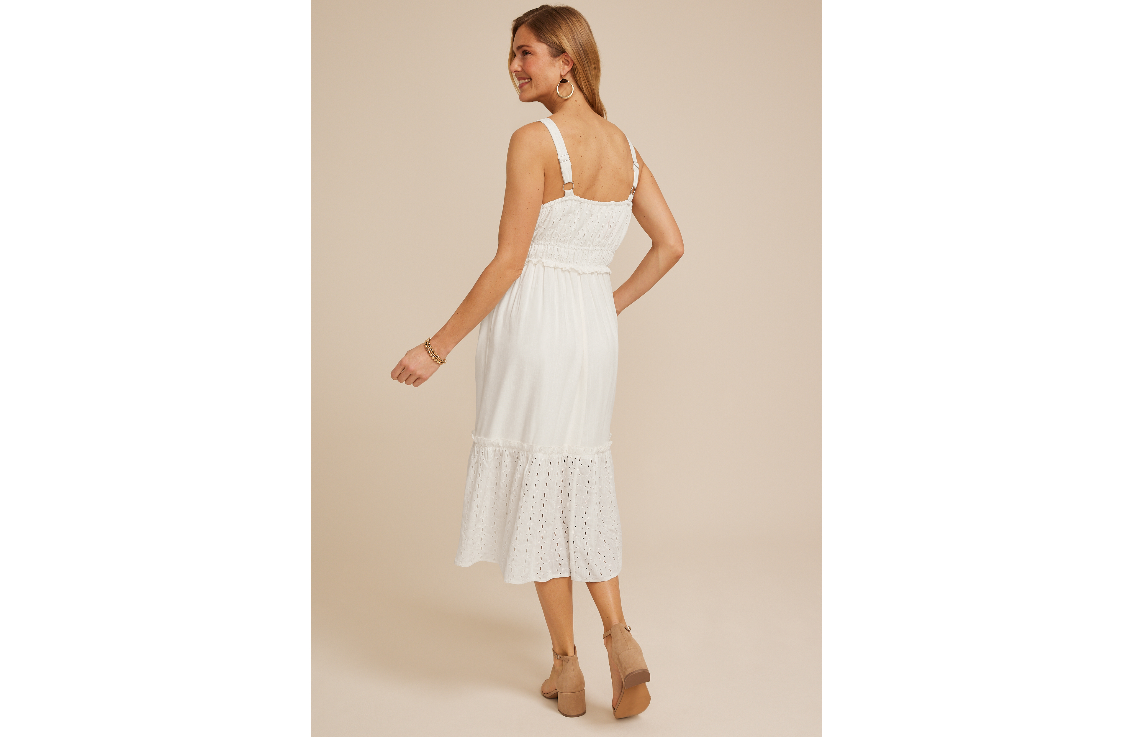 Bare Eyelet Midi Dress