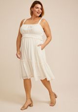Plus Size Bare Eyelet Midi Dress, C9298, small
