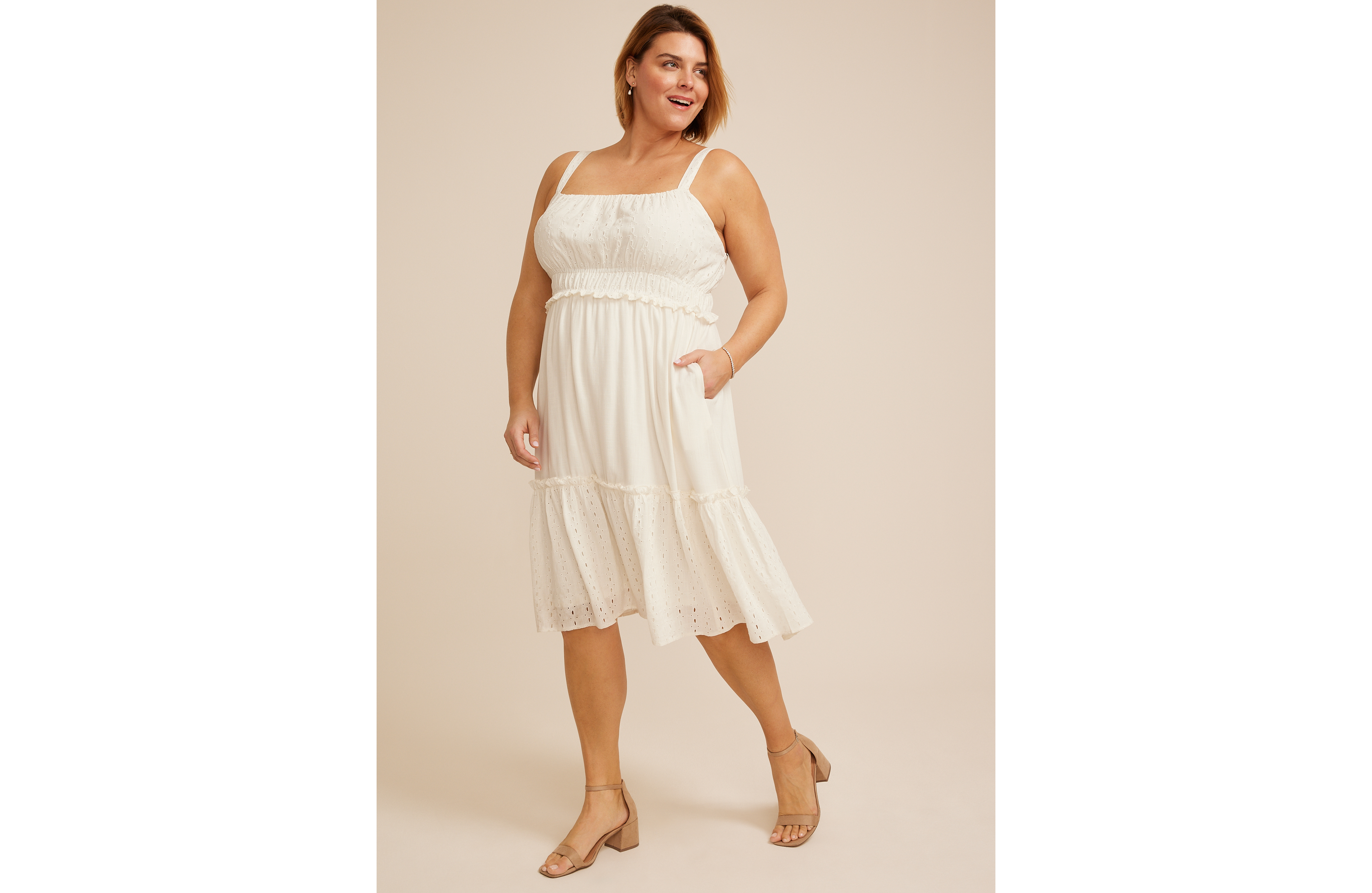 Plus Bare Eyelet Midi Dress