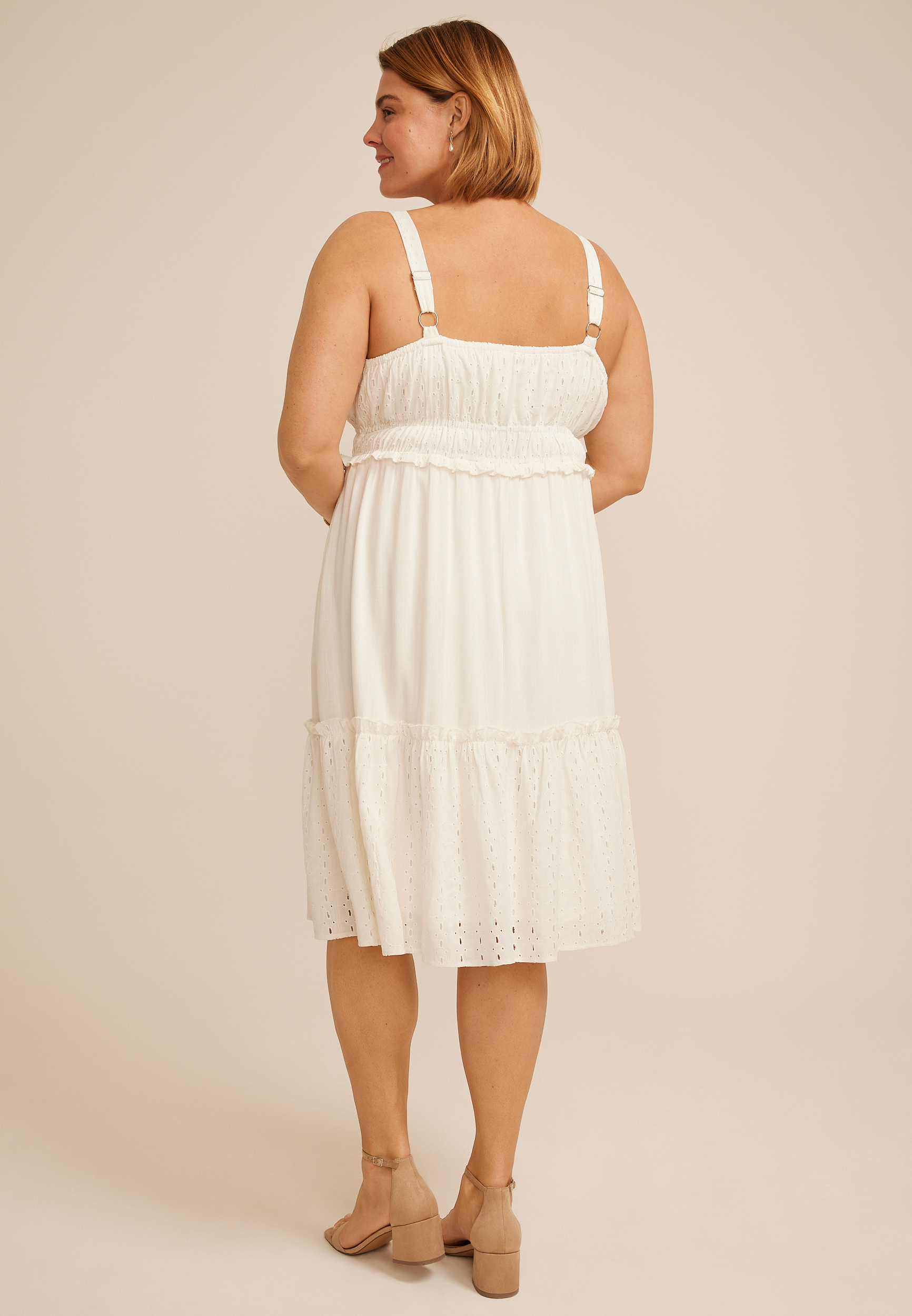 Plus Size Bare Eyelet Midi Dress, C9298, large