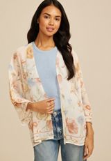 Floral Chiffon Kimono, C1524, small