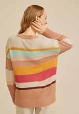 Mixed Stitch Colorblock V Neck Sweater, MULTI COMBO, small