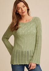 Pointelle Crew Neck Sweater, C738, small