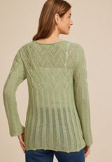 Pointelle Crew Neck Sweater, C738, small
