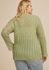 Plus Size Pointelle Crew Neck Sweater, C738, small