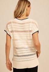Whip Stitch Short Sleeve Sweater, C5487, small