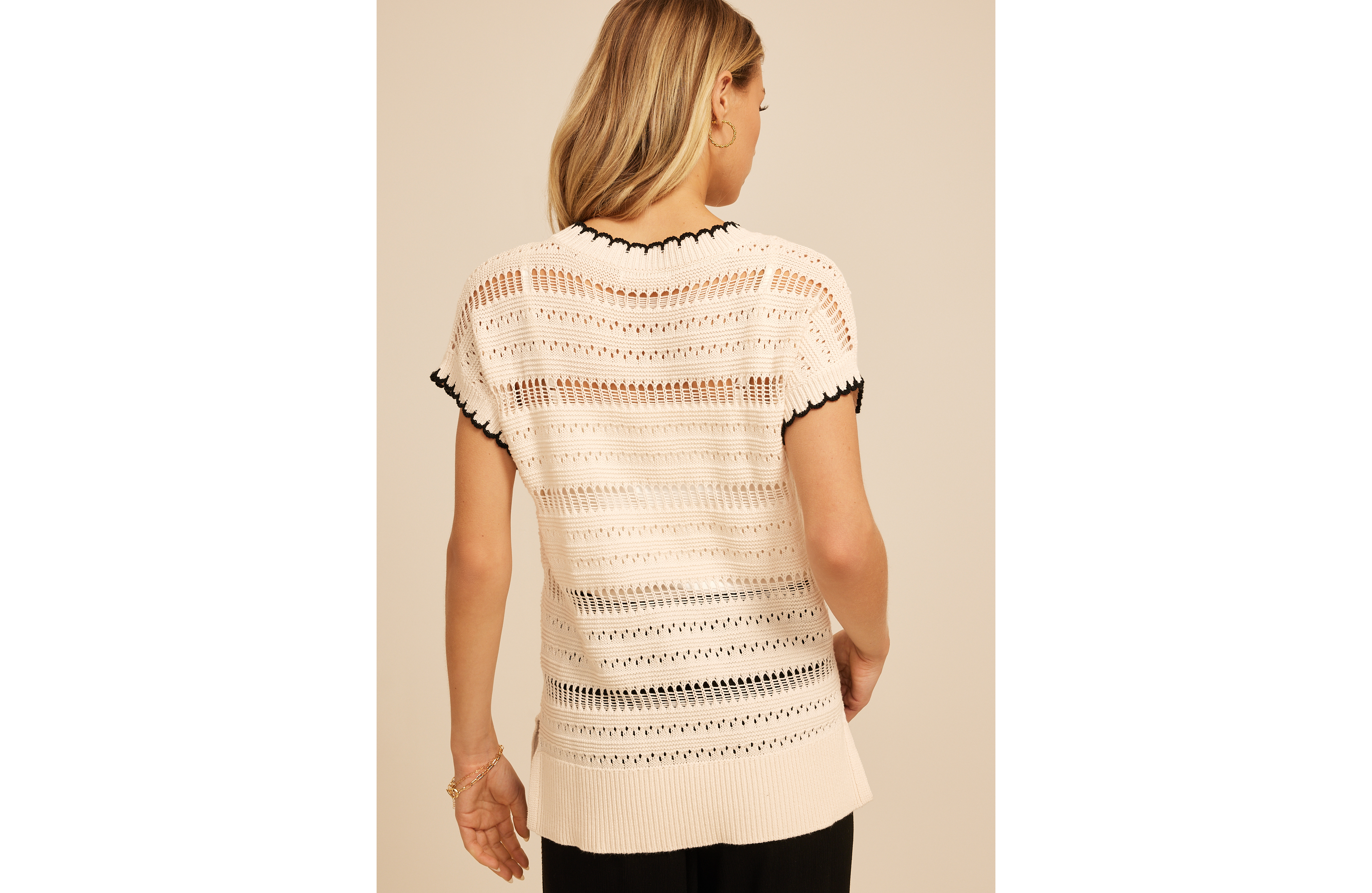 Whip Stitch Short Sleeve Sweater