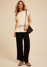Whip Stitch Short Sleeve Sweater, C5487, small