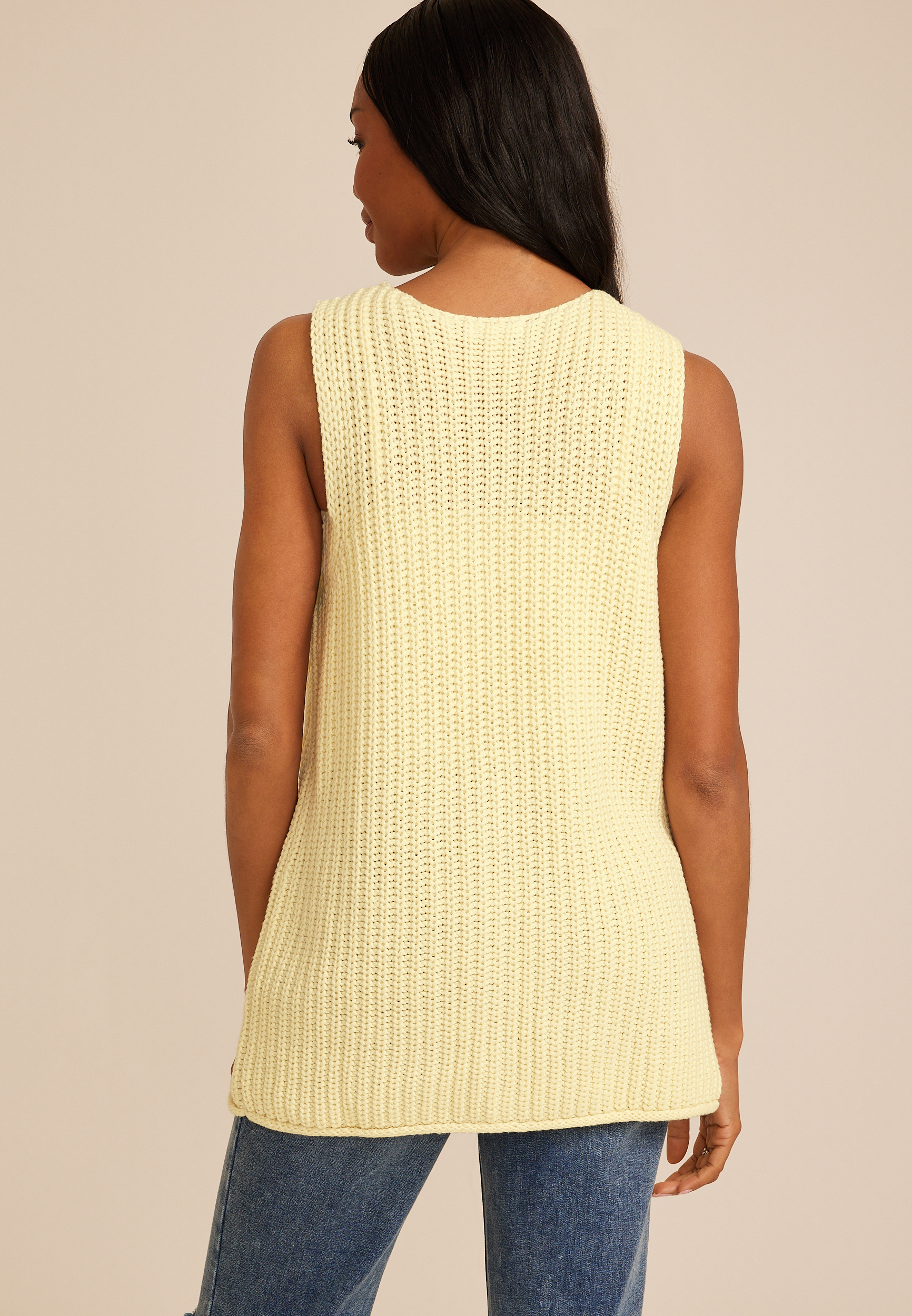 Sweater Button Front Vest, C4931, large
