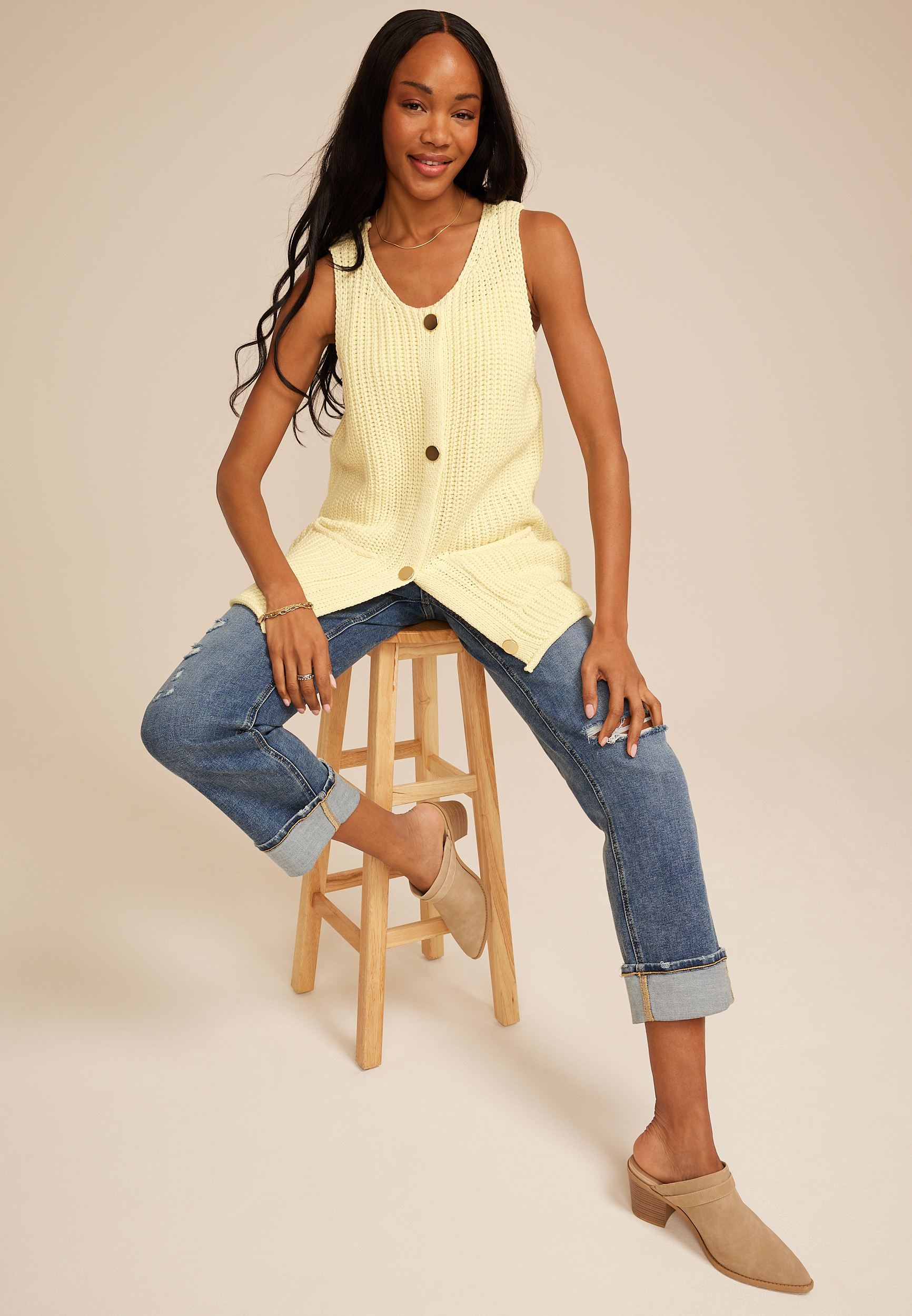 Sweater Button Front Vest | maurices
