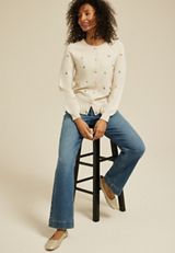 Floral Embroidered Button Front Cardigan, C5249, small