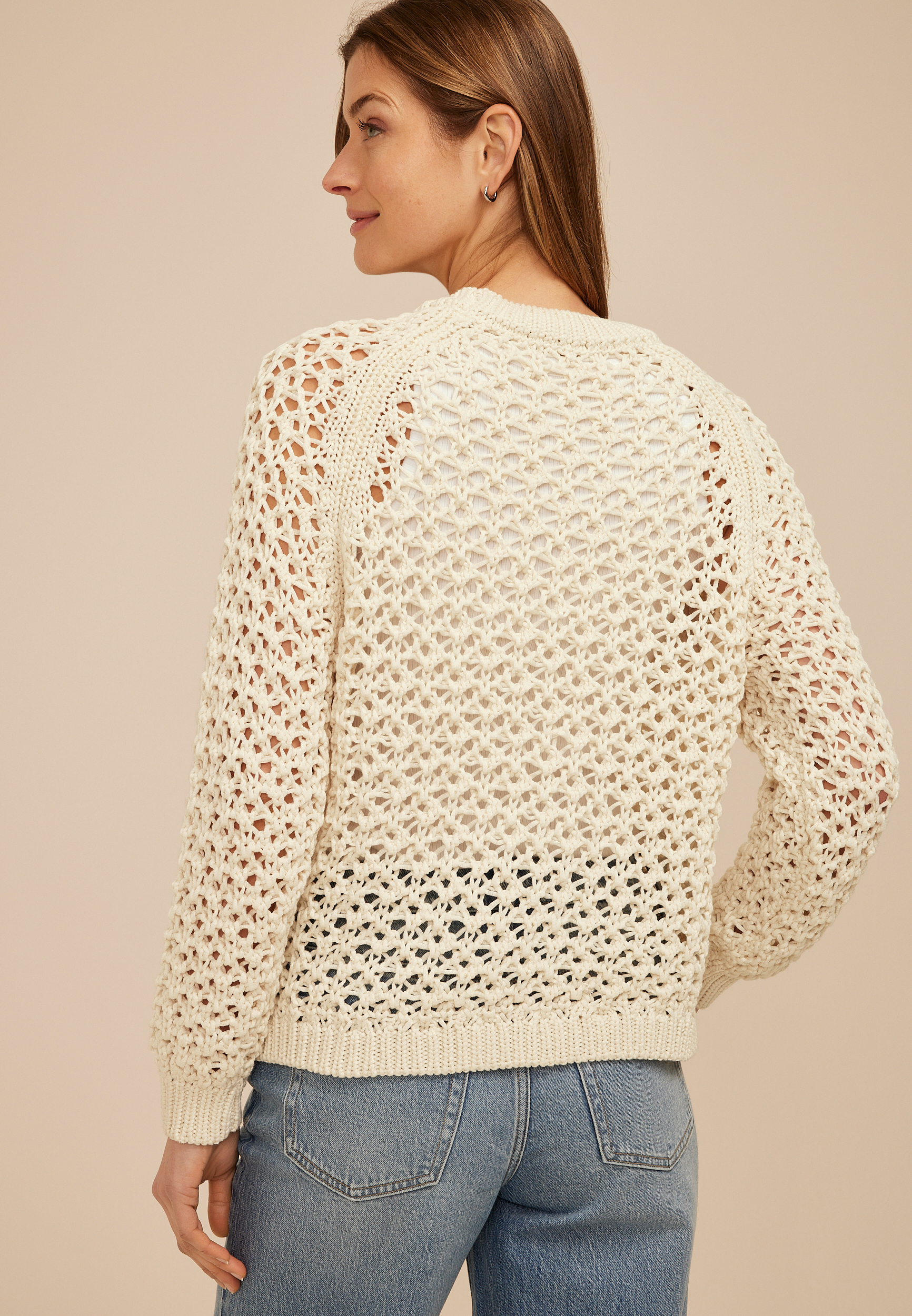 Open Knit Chunky Sweater, C8232, large