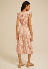 Floral Smocked Waist Midi Dress, MISTY ROSE COMBO, small
