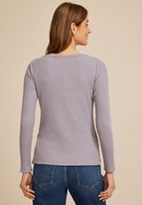 Ribbed Side Button Long Sleeve Tee, MINERAL GRAY, small