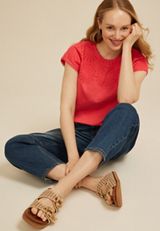 Eyelet Dolman Short Sleeve Top, C2011, small