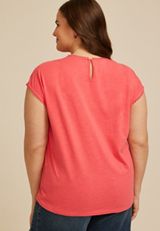 Plus Size Eyelet Dolman Short Sleeve Top, C2011, small