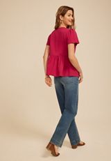 Crochet Yoke Peplum Top, C1631, small