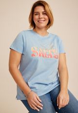 Plus Size Salty Hibiscus Classic Fit Graphic Tee, POWDER BLUE, small