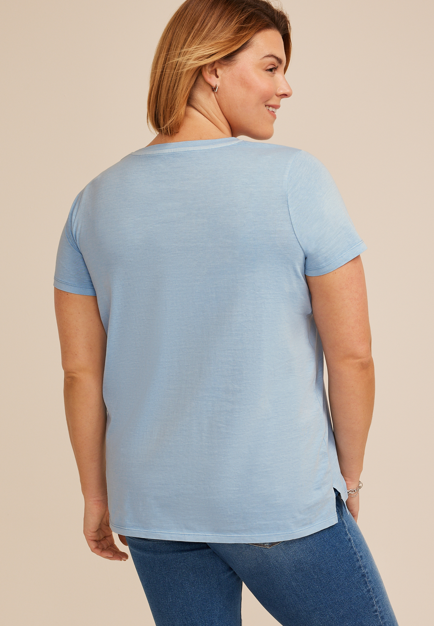 Plus Size Salty Hibiscus Classic Fit Graphic Tee, POWDER BLUE, large