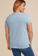 Plus Size Salty Hibiscus Classic Fit Graphic Tee, POWDER BLUE, small