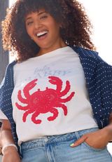 Plus Size Feelin Crabby Classic Fit Graphic Tee, SOFT WHITE, small