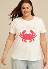 Plus Size Feelin Crabby Classic Fit Graphic Tee, SOFT WHITE, small