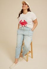 Plus Size Feelin Crabby Classic Fit Graphic Tee, SOFT WHITE, small