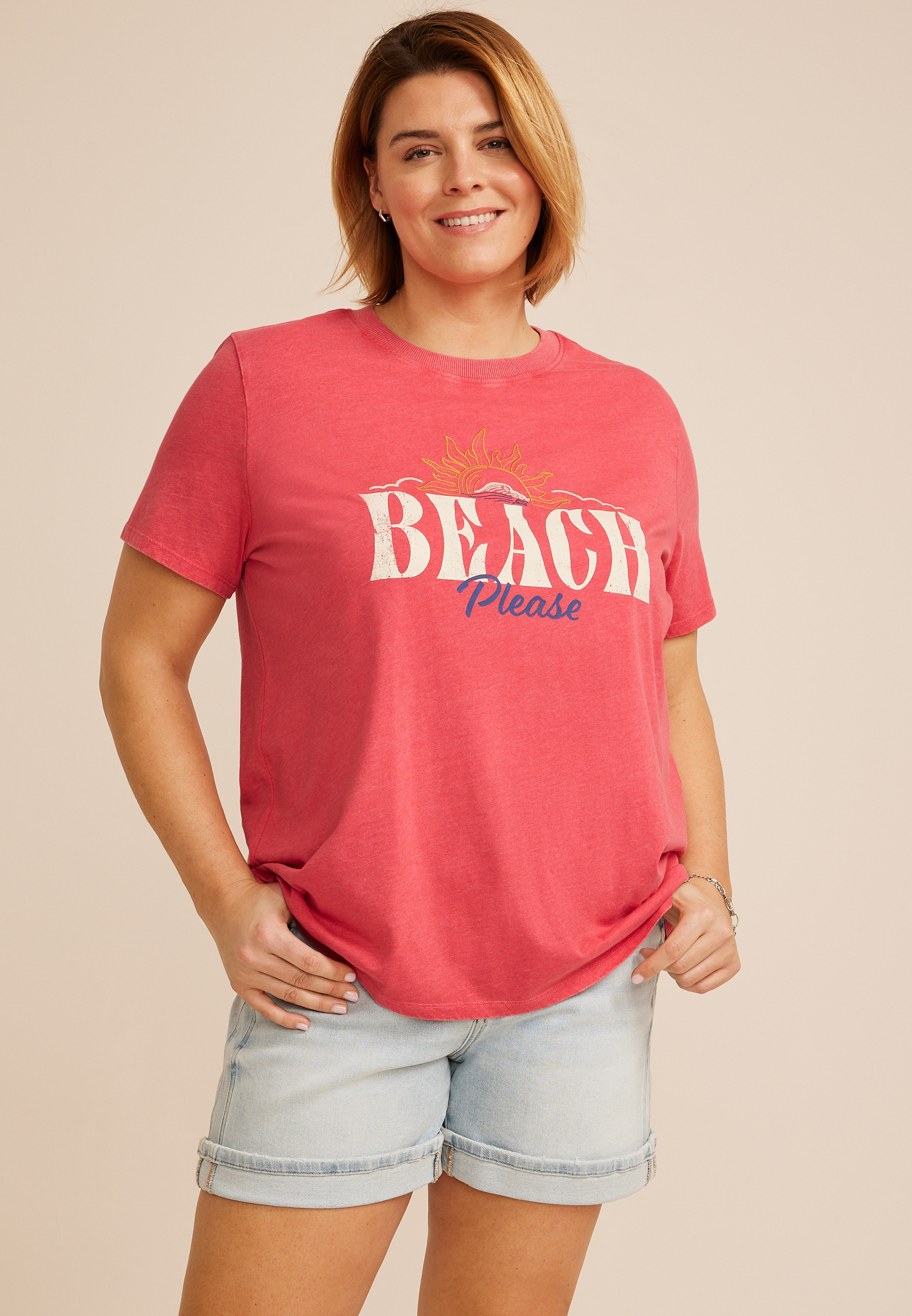 Plus Size Beach Please Oversized Fit Graphic Tee