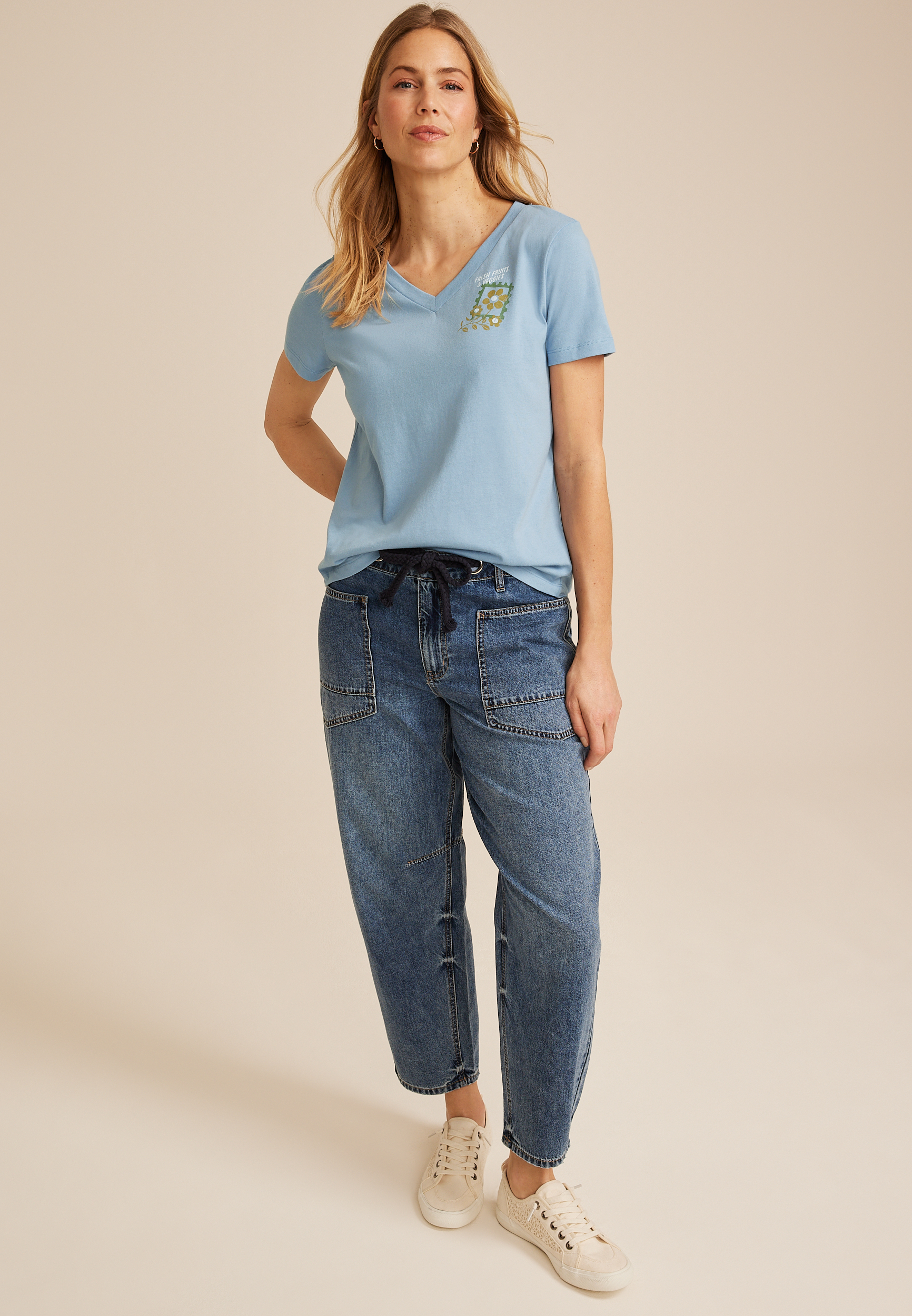 Farmers Market V Neck Classic Fit Graphic Tee