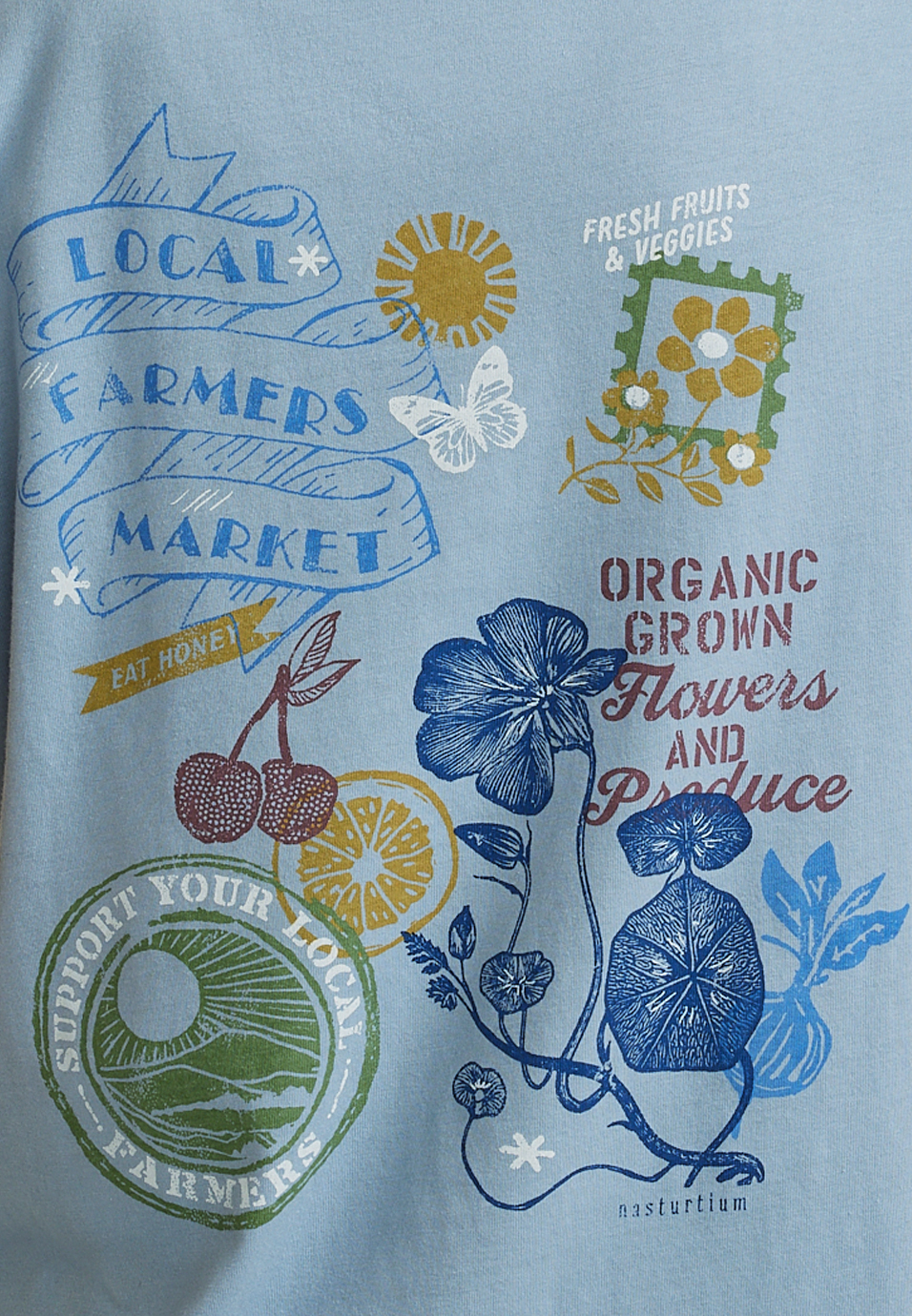 Farmers Market V Neck Classic Fit Graphic Tee, C8408, large