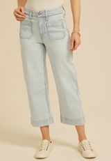 m jeans by maurices&trade;  High Rise Light Stripe Patch Pocket Wide Leg Cropped Jean, C2806, small