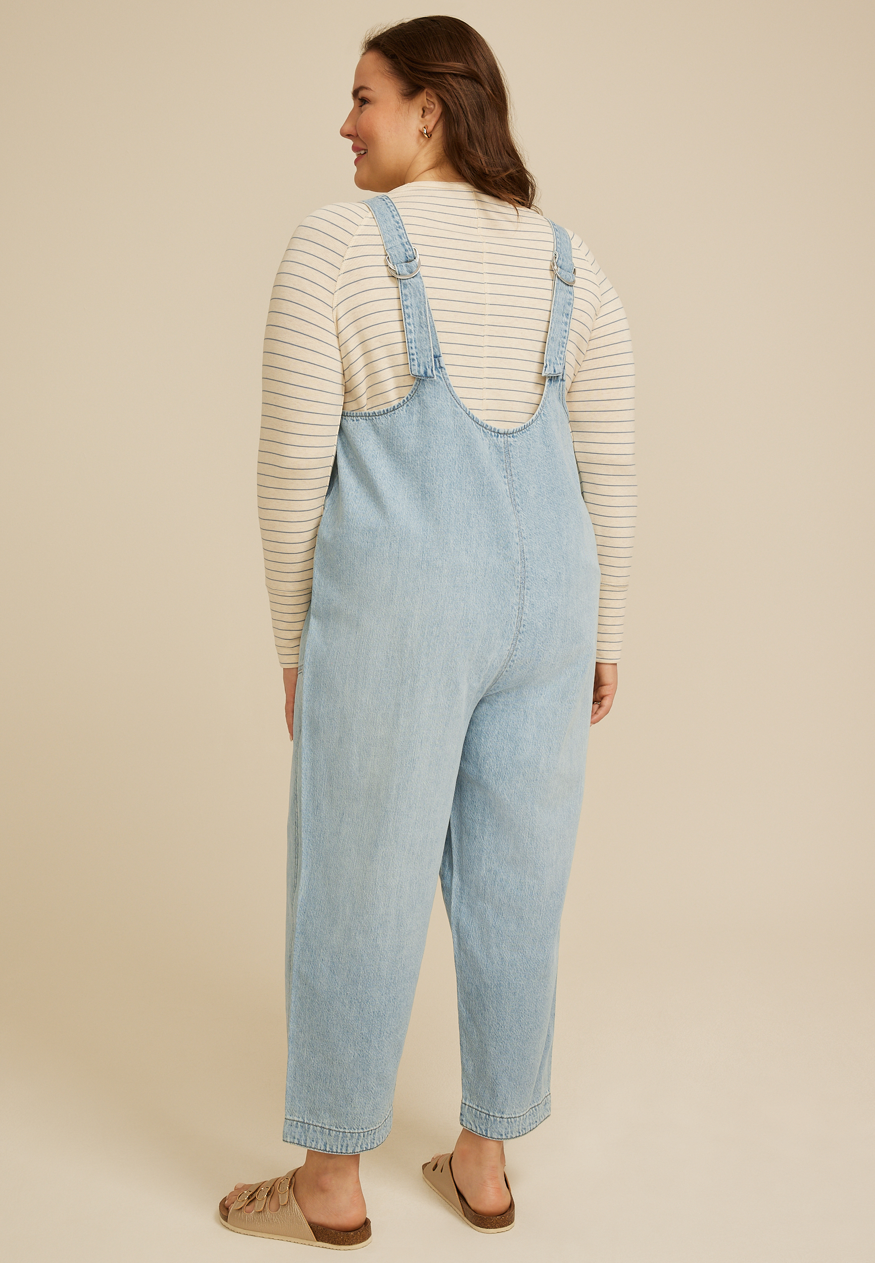 Plus Size Scoop Neck Denim Overalls, C2806, large
