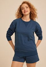 Navy Textured Dot Crew Neck Sweatshirt, C5303, small