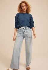 Navy Textured Dot Crew Neck Sweatshirt, C5303, small