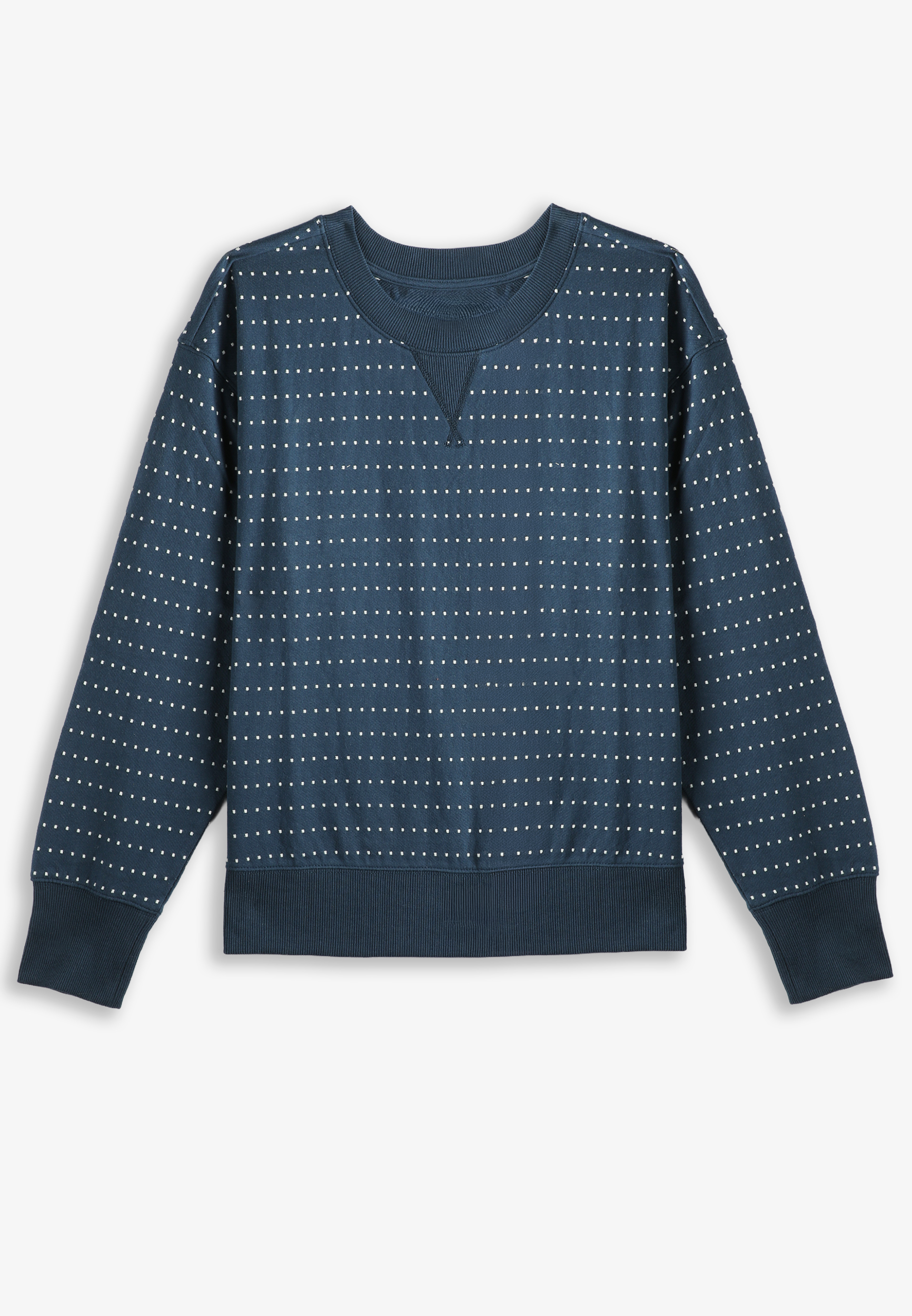 Plus Size Navy Textured Dot Crew Neck Sweatshirt