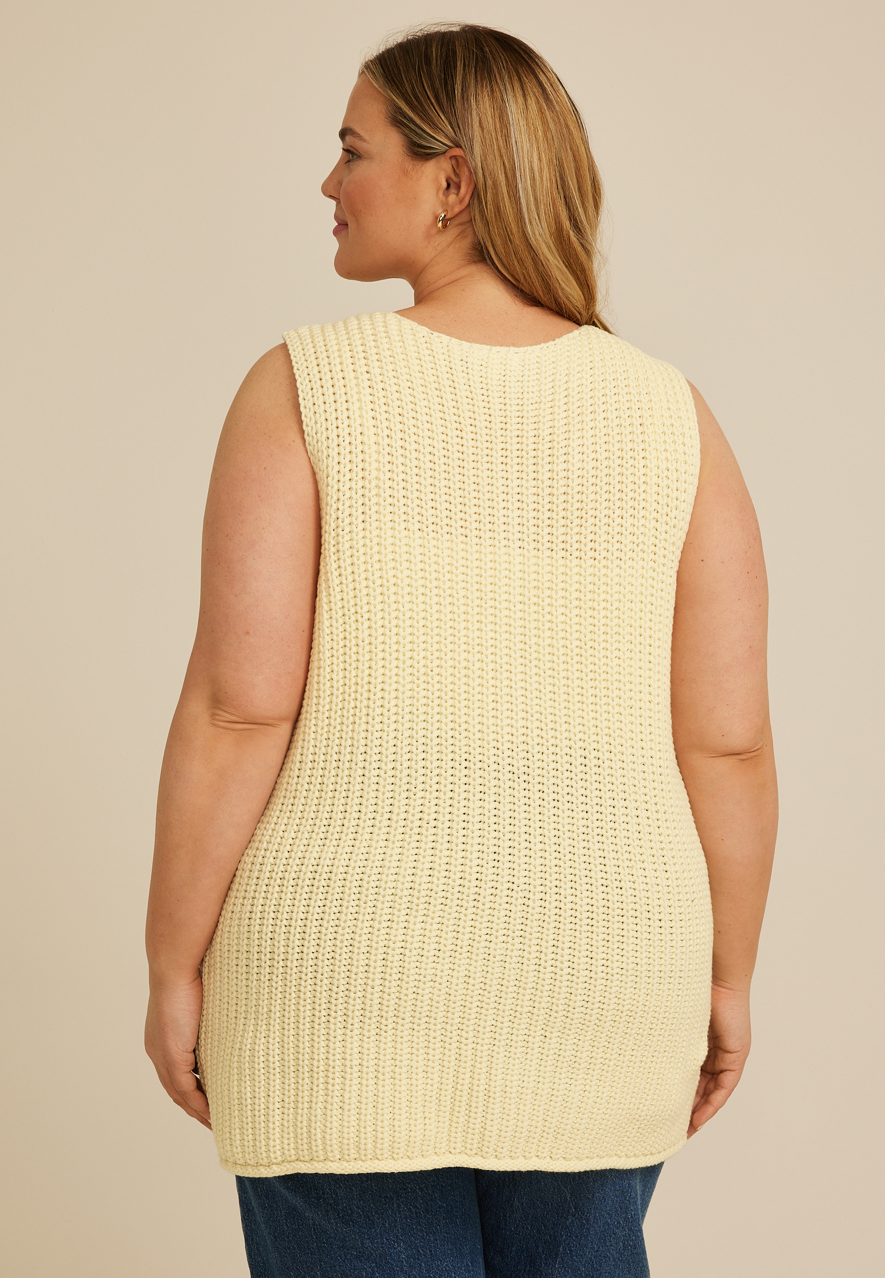Plus Size Sweater Button Front Vest, C4931, large