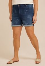 Plus Size m jeans by maurices&trade; Dark Floral High Rise 5in Short, C258, small