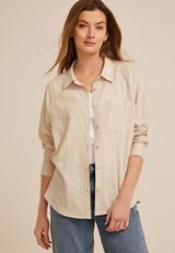 Striped Button Down Shirt, C5872, small