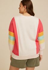 Plus Size Colorblock Crew Neck Sweatshirt, C3363, small