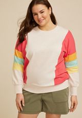 Plus Size Colorblock Crew Neck Sweatshirt, C3363, small