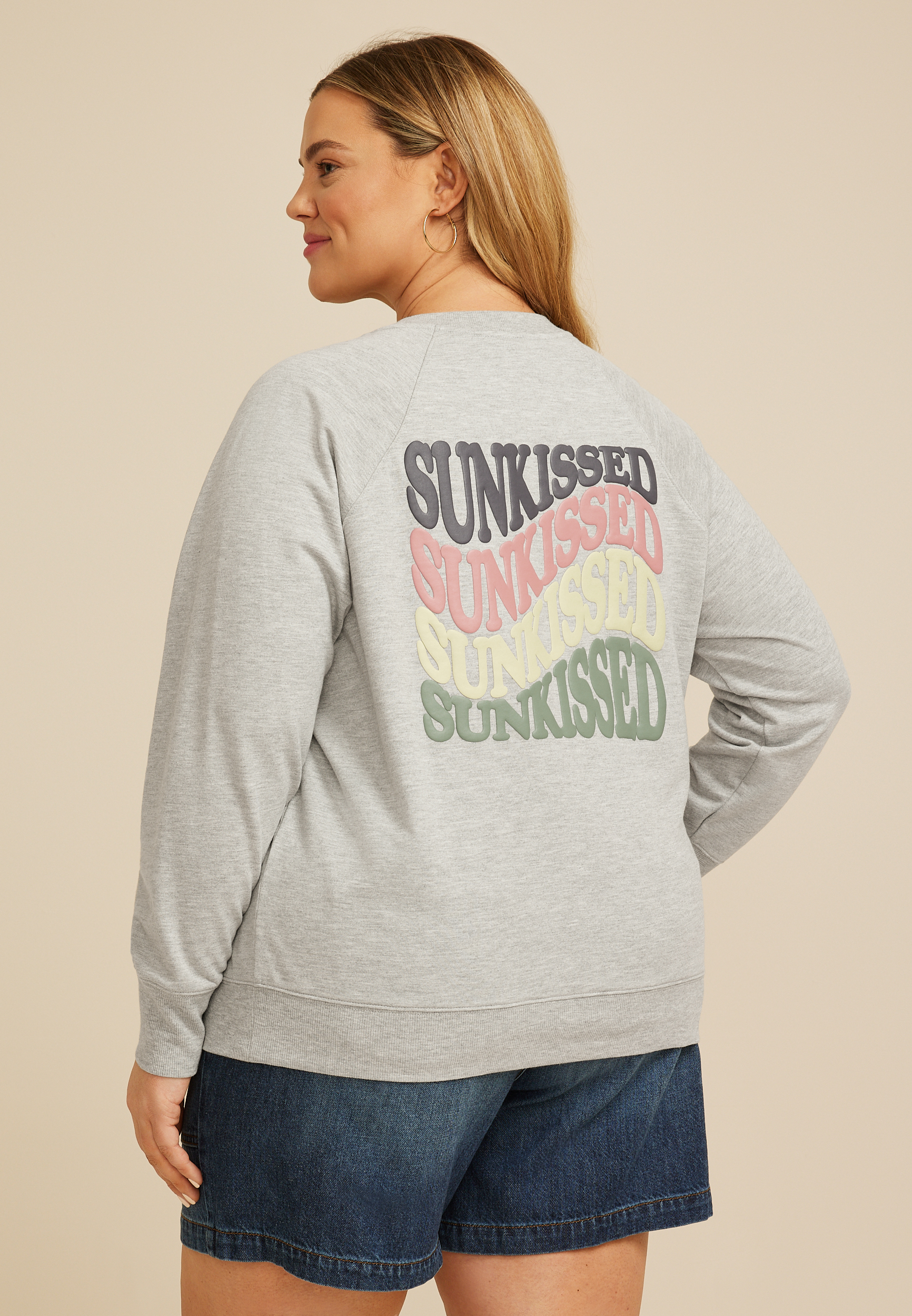 Plus Size Sunkissed Relaxed Fit Sweatshirt, C3348, large