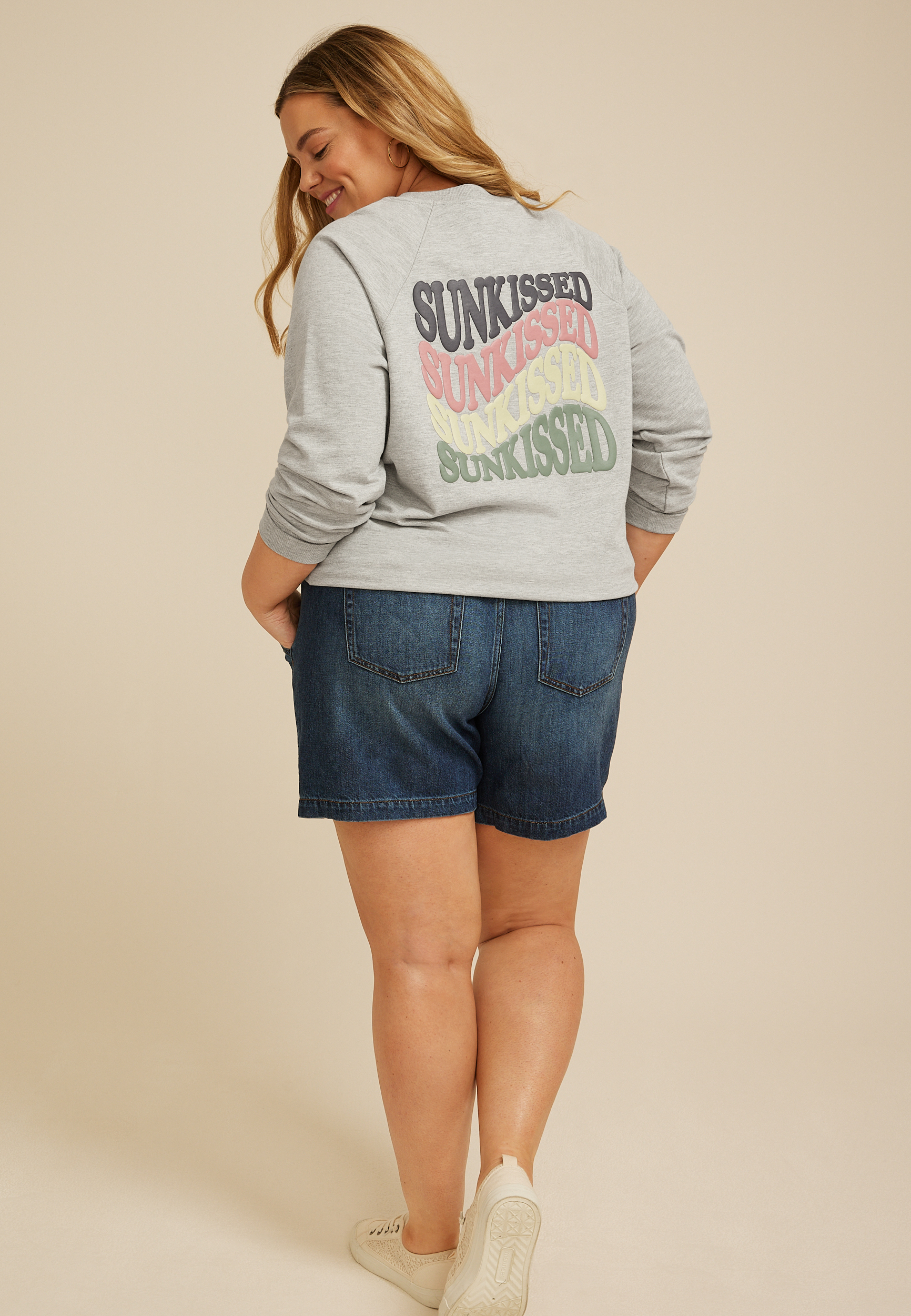 Plus Size Sunkissed Relaxed Fit Sweatshirt, C3348, large