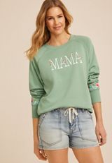 Mama Floral Embroidered Sweatshirt, C7225, small