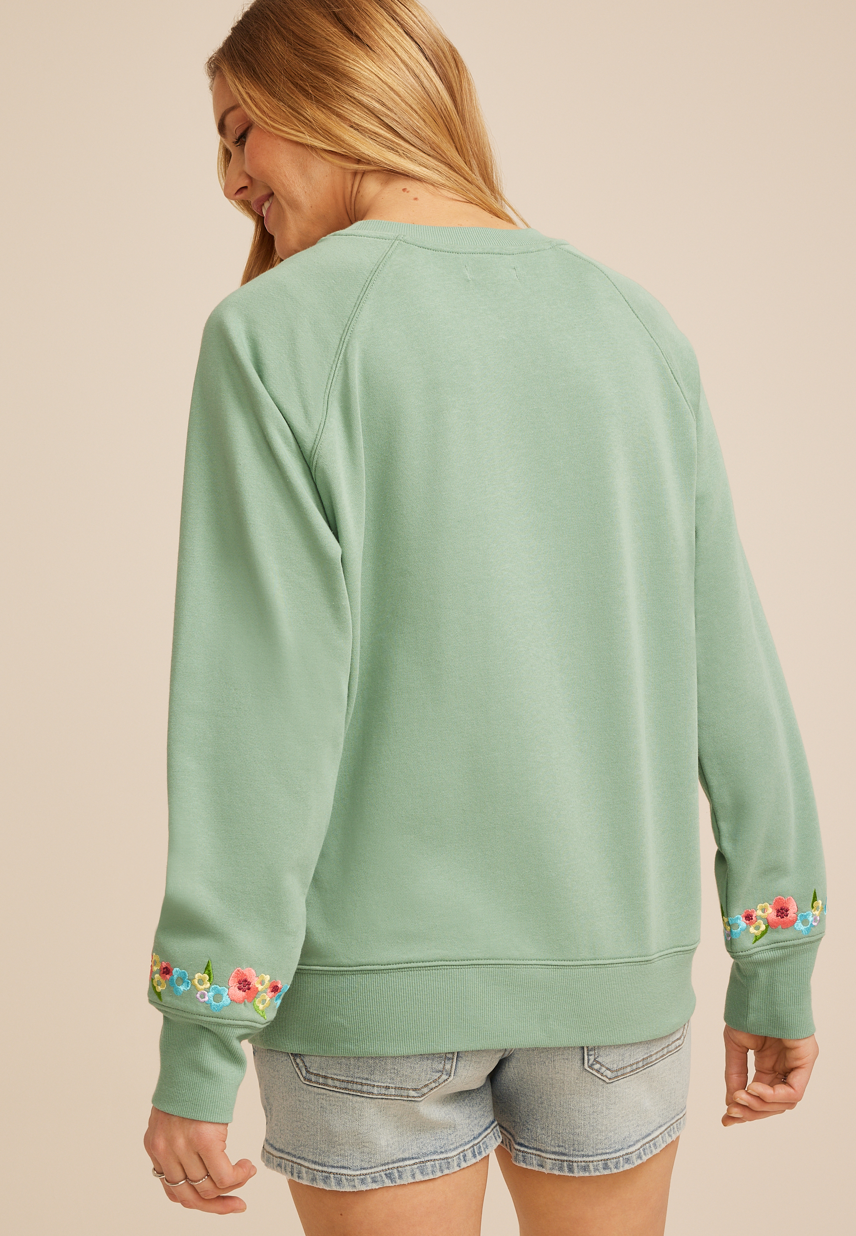 Mama Floral Embroidered Sweatshirt, C7225, large